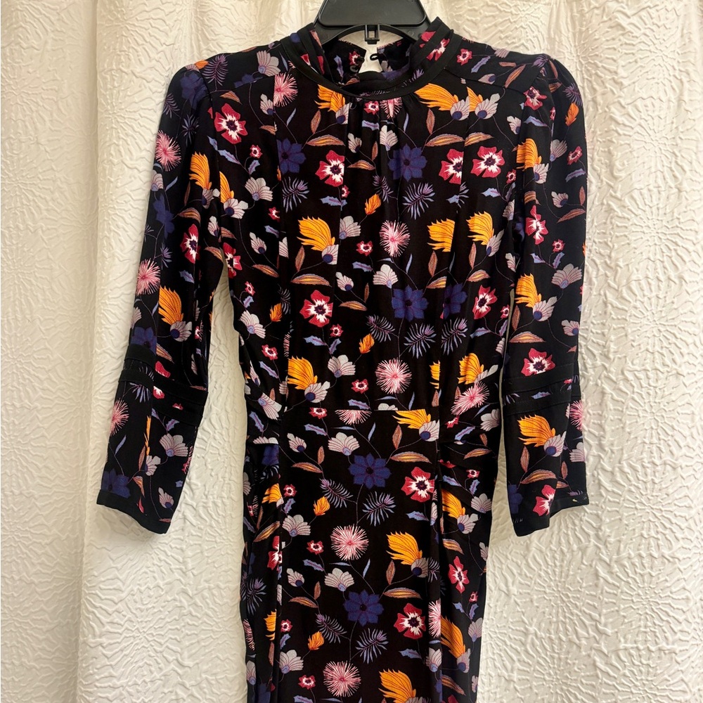 Ba&sh floral print mock neck long sleeve mini dress 0